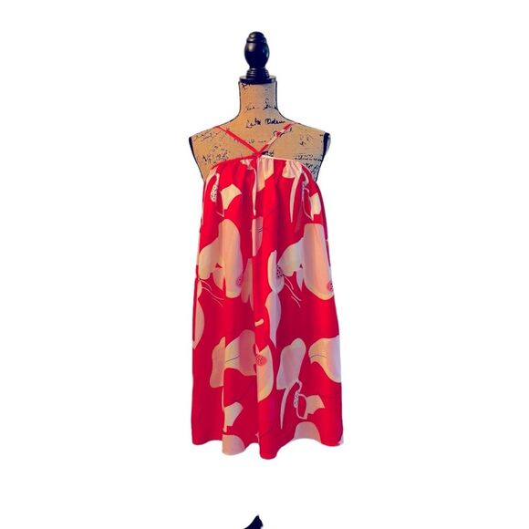 SHEIN Red and White Tie Neck Sundress Size Large New without Tags - Picture 7 of 7